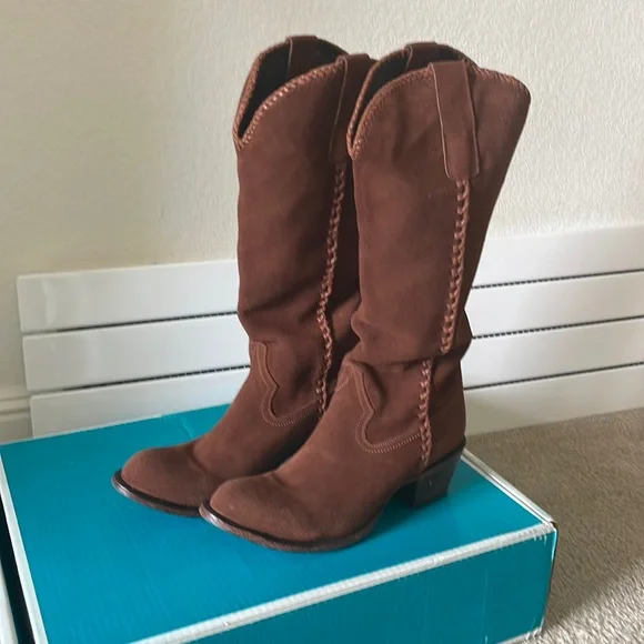 Lane “Plain Jane” Suede Boots in Cognac - Picture 3 of 13